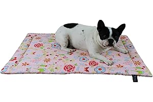 ‎HS-HUNDEBETT Made in Germany rutschfeste Hundedecke Sommer, Blumenwelt Pink, 45x65cm für kleine & große Hunde I weiche Kuscheldecke, waschbar, trocknergeeignet