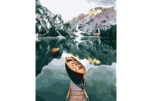 KAIETEUR Kit de peinture par numéros pour adultes, kit de peinture à l'huile sur toile pour enfant avec pinceaux, pigments acryliques, dessin, peinture, 40,6 x 50,8 cm (bateau fermier