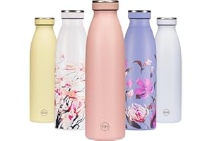 B2DO for GH Bouteille d'eau Isotherme 500ml Punch à la Pêche | Gourde métallique réutilisable en acier inoxydable à double paroi |Gourde INOX isotherme de sport | Bouteille isotherme sans BPA