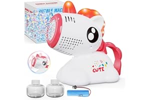 Panamalar Unicorno Oscillante Macchina Bolla per Bambini, Macchina Automatica Luce Fino per Bolle di Sapone 10000+ Bolle/Min con Batteria Ricaricabile/Soluzione per Feste All'aperto Matrimoni-Bianco