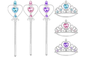 Aolso Elsa zestaw akcesoriów do przebierania się, 6 szt., akcesoria na imprezę dla księżniczki, magiczna różdżka i korona diadema, przebranie księżniczki na przyjęcie urodzinowe i Halloween, cosplay,