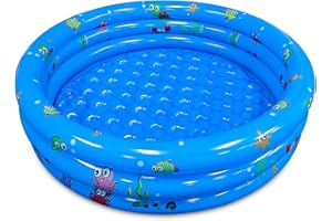 AISCHENS Piscina Gonfiabile per Bambini 130 x 35 cm, fondo a bolle morbido antiscivolo, grande piscina familiare robusta in PVC per giochi con palline con 3-4 bambini, uso multiplo in giardino/spiaggia o cani