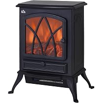 HOMCOM Free Standing Electric Fireplace Stove with Fan and Log Burning  Flame Effect 2000W / 1000W Room Heater Wood Burner 2 Heat Settings (Black)  : Amazon.co.uk: DIY u0026 Tools