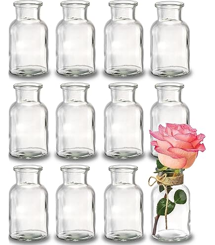 casavetro - 24 x kleine vazen glazen flessen 10,5 cm hoog C-Dko-TR