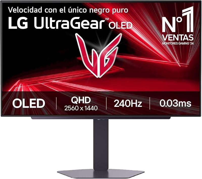 LG 27GX704A-B - Monitor Gaming Ultragear OLED 27” QHD (2560 x 1440), 16:9, 240Hz, 0,03ms GtG, DisplayHDR True Black 400, FreeSync Premium Pro y G-Sync Compatible, Morado Grisáceo