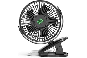 Minthouz Tischventilator mit Clip, 4000mAh 4 Geschwindigkeiten USB Mini Ventilator mit Robuster Klemme, Maximal 27 Stunden, 720° Drehung, Tragbarer Ventilator für Kinderwagen/Schlafzimmer/Zuhause/Büro