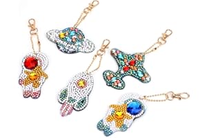 MWOOT 5D DIY Pittura Diamante Portachiavi,Astronauta Diamond Art Painting Keychain Portachiavi per Quadro Mosaico Creazione di Kit Decorativi Pendente per Artigianato