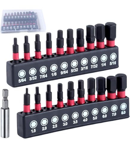 Fongmore Lot De 10 Embouts Tournevis Hexagonaux 50mm 1/4" S2 Acier Magnétiques - Tailles 5/64 à 5/16 Pouces