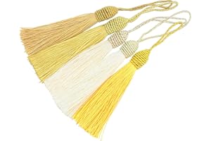 MAKHRY 20pcs 15.5cm / 6 Pollici Nappe Segnalibro Filo di Seta con Loop di 2 Pollici Cavo e Piccolo Nodo Cinese per la Creazione di Gioielli, Souvenir, Segnalibri, Accessorio Mestiere Fai da te (Misto Giallo)