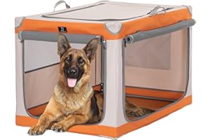 A 4 Pet Large Dog Crate, Soft Dog Travel Crates for Dogs and Cat, foldable Dog Cages with Durable Steel Frame and Washable Fabric Cover for Home,Car Journeys