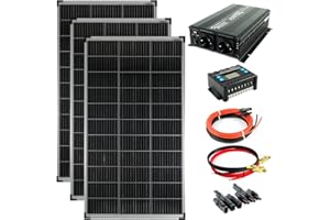 SOLARTRONICS Inselanlage Komplettset: 3x 140W monokristalline Solarmodul + 1500W Wechselrichter + 20A Laderegler + PV Kabel + Solarstecker