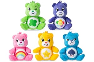 BASIC FUN Care Bears Paquete de 5 Peluches, Oso feliz Cheer, Oso Laugh-A-Lot, Oso de la Buena Suerte, Oso Gruñón y Oso de la Armonía, Peluches coleccionables adorables, Peluches para niños y niñas de 4 años +