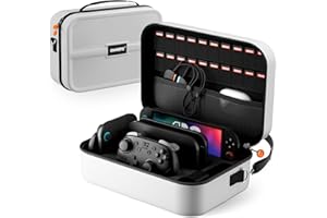 ZOZOVR Switch 2 Tasche für Nintendo Switch 2 (2025), Tragbare Hartschalen Schutzhülle mit 20 Spielkarten Slots, Große Staubdichte Aufbewahrungstasche für Switch 2 Zubehör, Weiß