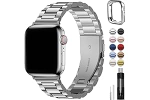 Fullmosa Correa Compatible Con Apple Watch 44mm 46mm（Series 11/10 45mm 42mm 49mm,Pulsera Acero Inoxidable con Case Para iWatch Ultra SE 3/2/1/Series 11/10/9/8/7/6/5/4/3/2/1,42mm 44mm 45mm Plata