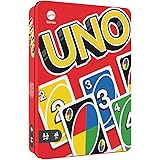 Uno - l'iconico Gioco di Carte per Tutta la Famiglia in Confezione di Metallo da Collezione, 112 Carte riciclabili per Serate