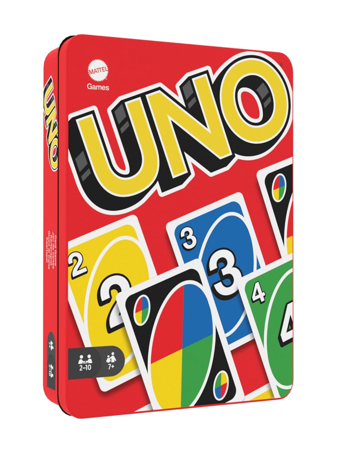Mattel Games UNO - l'iconico gioco di carte per tutta la famiglia in confezione di metallo da collezione, 112 carte riciclabili per serate di gioco e feste tra amici, giocattolo, 7+ anni, HGB63 | Classico gioco UNO con scatola decorativa in metallo, per bambini, ragazzi e famiglie, HGB63