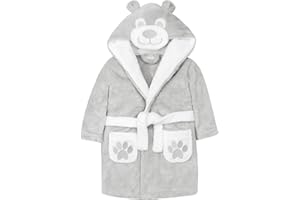 Bamu Baby Town Boys Girls Infants Unisex Soft Plush Fleece Hooded Bath Robe Dressing Gown Sizes 6-24 Months 2-6 Years