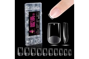 504 Pièces Faux Ongles: CHUCHU Capsule Americaine Ongle Gel Court Carré PMMA, Soft Capsule Pose Americaine Ongle Transparente en Résine, 12 Tailles