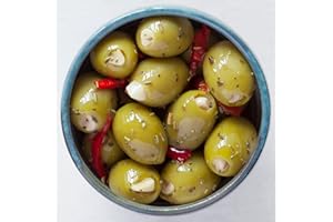 THE REAL OLIVE Real Olive Co – ‘Garlic Stuffed Provençal Olives’ (Net 1kg). Deli Fresh Garlic Stuffed Olives. Cold Pressed Oil.