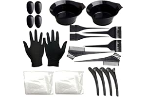 SRTSTR 22 Pièces Pinceau Coloration Cheveux Kit Coloration Cheveux Pinceau Teinture Cheveux Outil de Pinceau Couleur Cheveux avec Bol, Pinceaux, Cache-Oreilles, Gants Pince à Cheveux pour DIY Salon