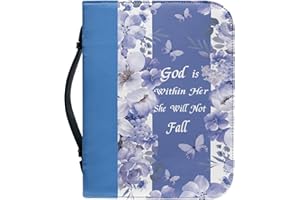 DAJINGKJ Bible Cover with Zip Large Leather Bible Covers Women's Flowers Bible Bag Women's Bag Bible Book Church Handbags