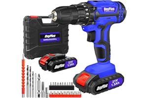 Huini Taladro Bateria 21V, Taladro Atornillador con 2 Baterías 1.5Ah, Atornillador Electrico 25+1 Ajuste de Par, Azul,45Nm, 2 Velocidad, 26Accesorios, LED Luz Para Hogar, Bricolaje