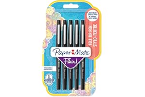 Paper Mate Flair Feutres de Coloriage, pointe moyenne (0,7 mm), encre noire, lot de 5