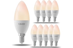 CALEX - Smart LED Bulb E14, 10-Pack, WiFi LED Candle Bulb, Warm White Light, App and Works with Amazon Alexa and Google Home, 5W
