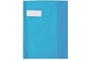 ELBA Lot de 3 Protège-cahiers Styl'SMS 17x22 cm pvc 120 avec Porte-étiquette Bleu clair