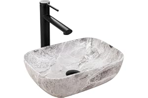 Rea Lavabo sobre encimera Belinda mini piedra mate Lavabo de baño 25,5 x 37 x 11,5 cm Cerámica (imitación piedra)