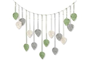 PGTC Arazzo Bohemian,Arazzo Decorativo Da Parete In Tessuto Artistico,Foglie Intrecciate A Mano,Arazzo Fatto a Mano per Soggiorno,Camera da Letto,Regalo di Nozze,Decorazione murale natalizia (Verde C)