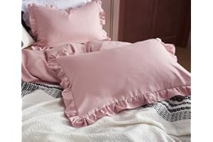 Lanqinglv Poszewka na poduszkę 80 x 80 cm, różowa, z falbankami, uniwersalna, miękka poszewka na poduszkę z mikrofibry, 80 x 80 cm, dwupak