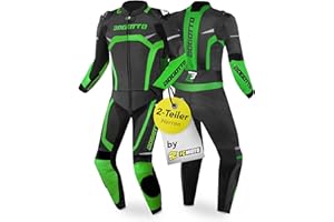 ‎BOGOTTO Bogotto Misano 2-Teiler Motorrad Lederkombi, schwarz/grün, 48
