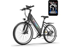 DEEPOWER 26" Bicicletta elettrica, bici elettrica con batteria rimovibile 48V 7.8Ah, autonomia 20-35 km, sospensione anteriore, bicicletta elettrica da montagna per adulti