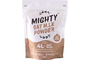 MIGHTY PEA MIGHTY Oat Milk Powder, (375g Bag, Makes 4L of Oat M.lk), Vegan Coffee Creamer, Ideal for Camping, Travelling, Festivals
