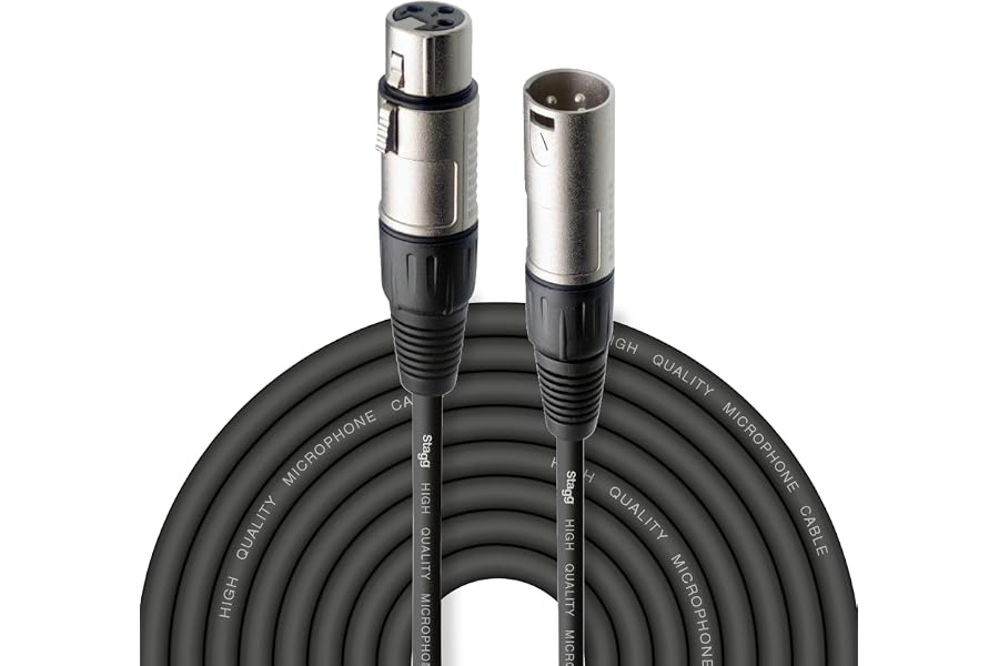 Stagg 10m XLR to XLR Plug Microphone Cable, Negro