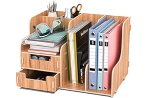 jopoo Maganize File Holder Desktop Document Rack Office Desk Tidy Organiser Stationary Storage for A4 Papers, Books, Pens, and Notebooks