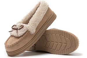 JOMIX Mocasines Mujer Invierno con Peluche Zapatillas Casa Mujer Invierno Calientes con Lazos Zapatos Mujer Vestir
