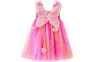 Miipat Vestido de Niña Bebé de Tul con Mariposas Niñas Princesas Vestidos Floral de Tutú Sin Mangas Bodas Fiestas de Cumpleaños Ropa para Niñas