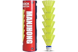 MANJHONG Nylon Badminton Shuttlecocks - Pack of 6/12, Yellow/White - Great Balance & Flight, Durable Shuttlecocks for Indoor Outdoor Sports Playing