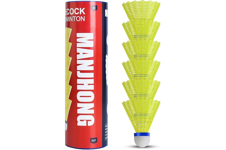 MANJHONG Nylon Badminton Shuttlecocks - Pack of 6/12, Yellow/White - Great Balance & Flight, Durable Shuttlecocks for Indoor Outdoor Sports Playing