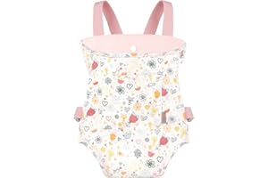 GAGAKU Doll Carrier Soft Cotton Front and Back Carrying with Adjustable Straps for Baby 2-4 Years Old, Pink Rose Garden