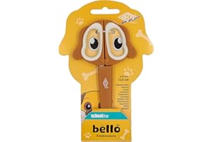 WEDO Tijeras infantiles de 13 cm, diseño de perro Bello marrón, tijeras para manualidades con mango suave y punta redonda