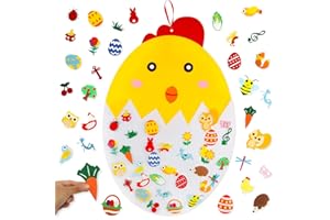 Yisscen Pulcino di Pasqua in Feltro, Pasqua Fai da Te in Feltro Decorazione, Artigianato per Pasqua per Bambini con Decorazioni Staccabili, per Decorazioni da Parete per Porte, Festa di Compleanno