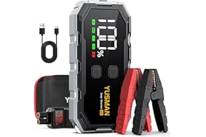 YUSMAN Starthilfe Powerbank für PKW | 6000A Autobatterie Booster für alle Fahrzeuge & 10.0L Diesel mit LED-Taschenlampe, Großdisplay & Springkabel – Ideal für SUV, Motorräder, Rasenmäher