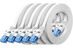 deleyCON 5x 0,25m CAT6 Platt Nätverkskabel 1000 Mbit Gigabit LAN - Cat 6 RJ45 Ethernet Patchkabel Tunt Installationskabel Pla