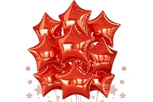 BIAPIAN Red Star Balloons Foil, 10PCS Red Foil Stars Shape Balloons, 18 Inch Metallic Stars Balloon for Helium Pentagram Balloon for Birthday, Anniversary, New Year, Christmas Party Decoration