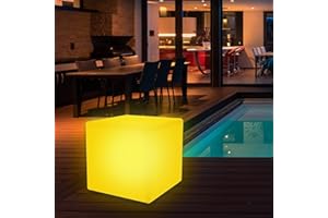 wuuhoo I LED Cubo Solare XL Luce Sgabello Kubi, 16 Colori e Telecomando + Batteria I Cubo Sgabello per Interno ed Esterno I LED Cubo Solare Illuminazione Giardino 20 x 20 x 20 cm