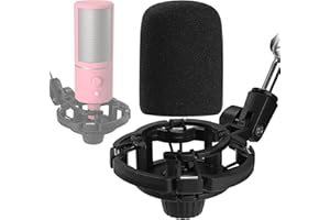 Frgyee Uchwyt przeciwwstrząsowy z piankową osłoną przedniej szyby, uchwyt na mikrofon antywibracyjny z filtrem antypop do blokowania plusów do transmisji strumieniowej USB Razer Seiren X