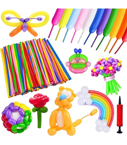 Ballons De Modélisation Playtastic - Lot De 100 Avec Pompe - Multicolore - Neuf